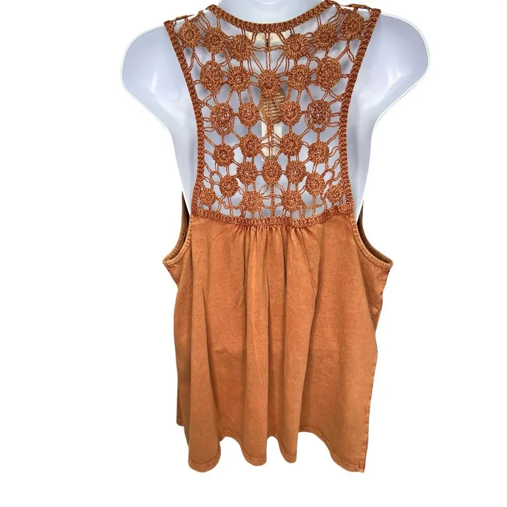 NWT Earthbound Trading Co Crochet Back Boho Vest Open Front Short Vest S M XL - Picture 4 of 9